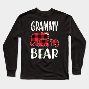 Grammy Bear Red Plaid Christmas Pajama Matching Family Gift Long Sleeve T-Shirt